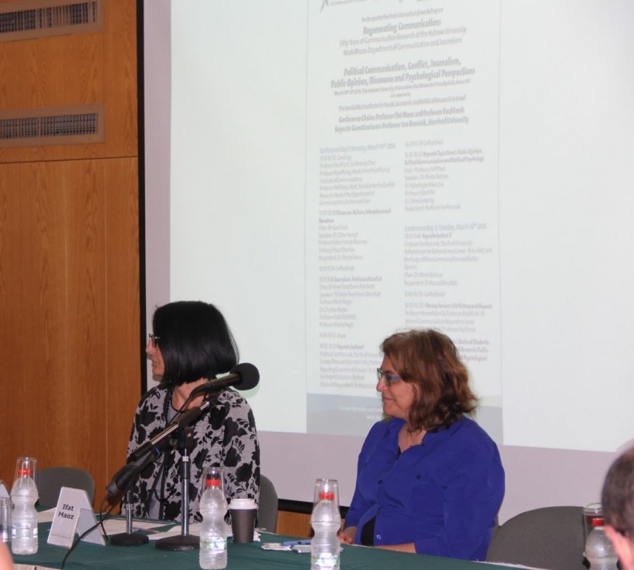 Right to Left: Prof. Ifat Maoz, Conference Chair, Head, the Swiss Center for Conflict Research, Management and Resolution; Prof. Raya Morag, Head, the Smart Family Institute of Communications